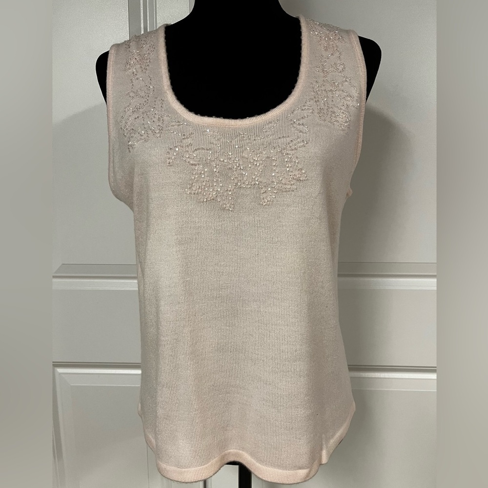 Grace Elements Sleeveless Scoop Neck Beaded Sweater